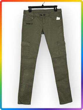 Mavi Low Rise Cargo Skinny Jeans SIZE 27x33 Green Utility Stretch Denim Slim
